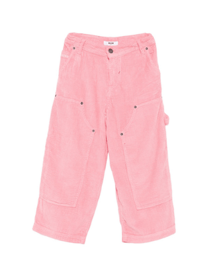 Pantaloni per bambina MSGM Kids rosa con gamba dritta