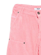 Pantaloni per bambina MSGM Kids rosa con gamba dritta - Rubino Kids