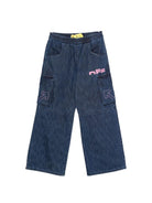 Pantaloni per bambina Off - White Kids denim con tasche cargo - Rubino Kids