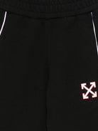 Pantaloni per bambina Off - White Kids neri con righe laterali bianche - Rubino Kids