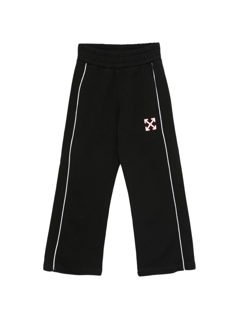 Pantaloni per bambina Off - White Kids neri con righe laterali bianche - Rubino Kids