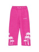 Pantaloni per bambina Palm Angels Kids fucsia con motivo albero di palma - Rubino Kids