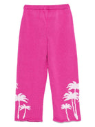 Pantaloni per bambina Palm Angels Kids fucsia con motivo albero di palma - Rubino Kids