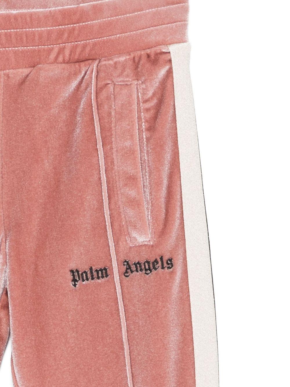 Pantaloni per bambina Palm Angels Kids rosa in velluto - Rubino Kids