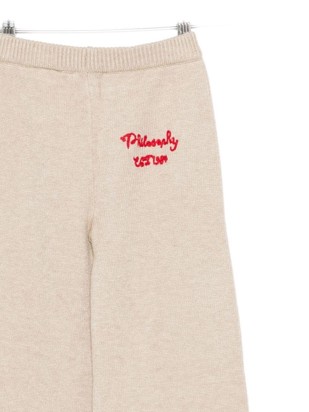 Pantaloni per bambina Philosophy Di Lorenzo Serafini Kids beige a gamba larga - Rubino Kids