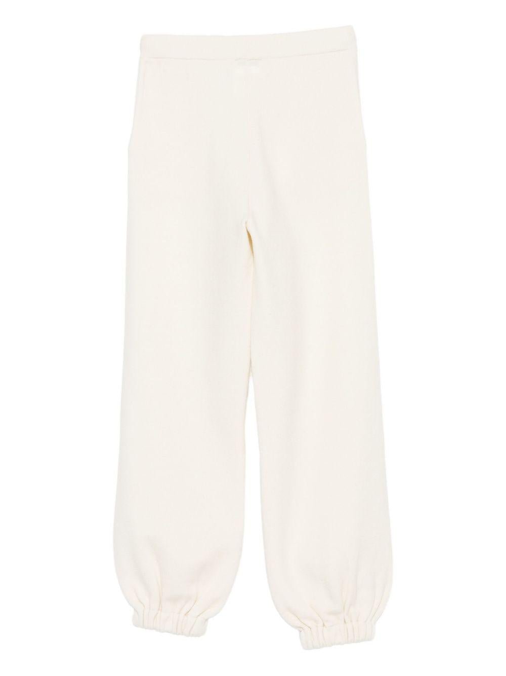 Pantaloni per bambina Pinko Kids bianchi con logo in rilievo - Rubino Kids