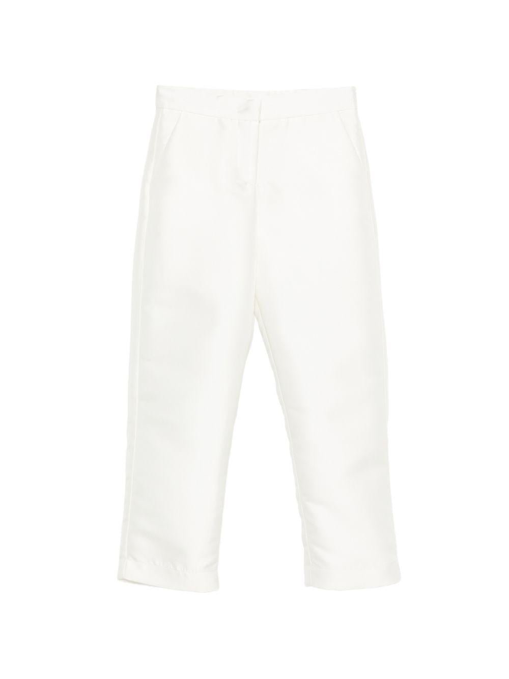 Pantaloni per bambina Simonetta bianco con tasche laterali - Rubino Kids