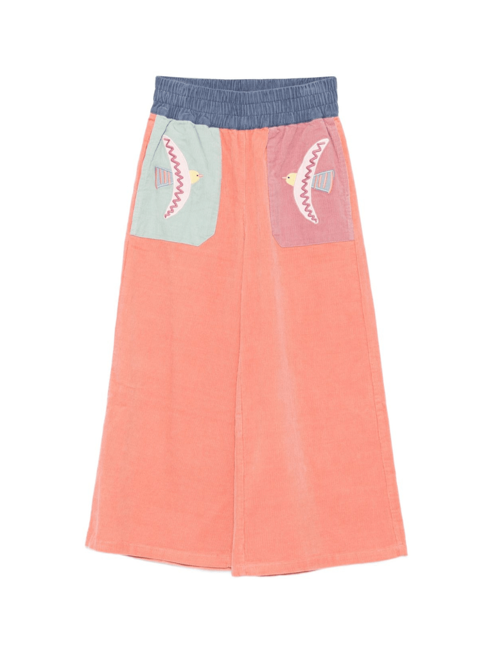 Pantaloni per bambina Stella McCartney Kids arancione a coste con ricamo - Rubino Kids