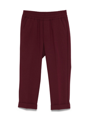 MSGM Kids burgundy trousers with elastic waist and flared hems