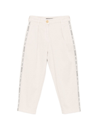 Pantaloni per bambino Balmain Kids beige con motivo logo - Rubino Kids