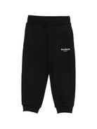 Pantaloni per bambino Balmain Kids nero con polsini elasticizzati - Rubino Kids