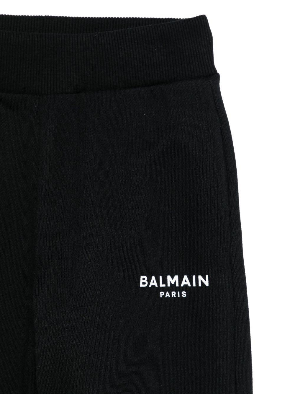 Pantaloni per bambino Balmain Kids nero con polsini elasticizzati - Rubino Kids