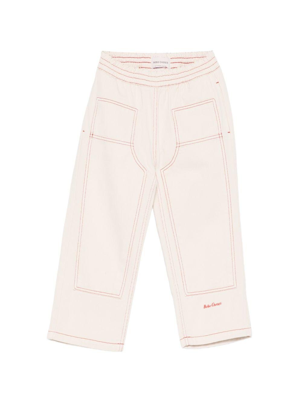 Pantaloni per bambino Bobo Choses beige con tasche posteriori - Rubino Kids