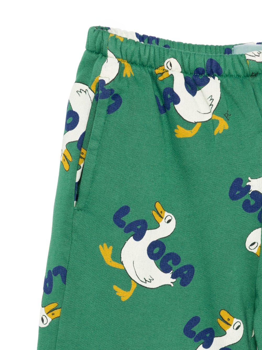 Pantaloni per bambino Bobo Choses verdi con stampa oca - Rubino Kids