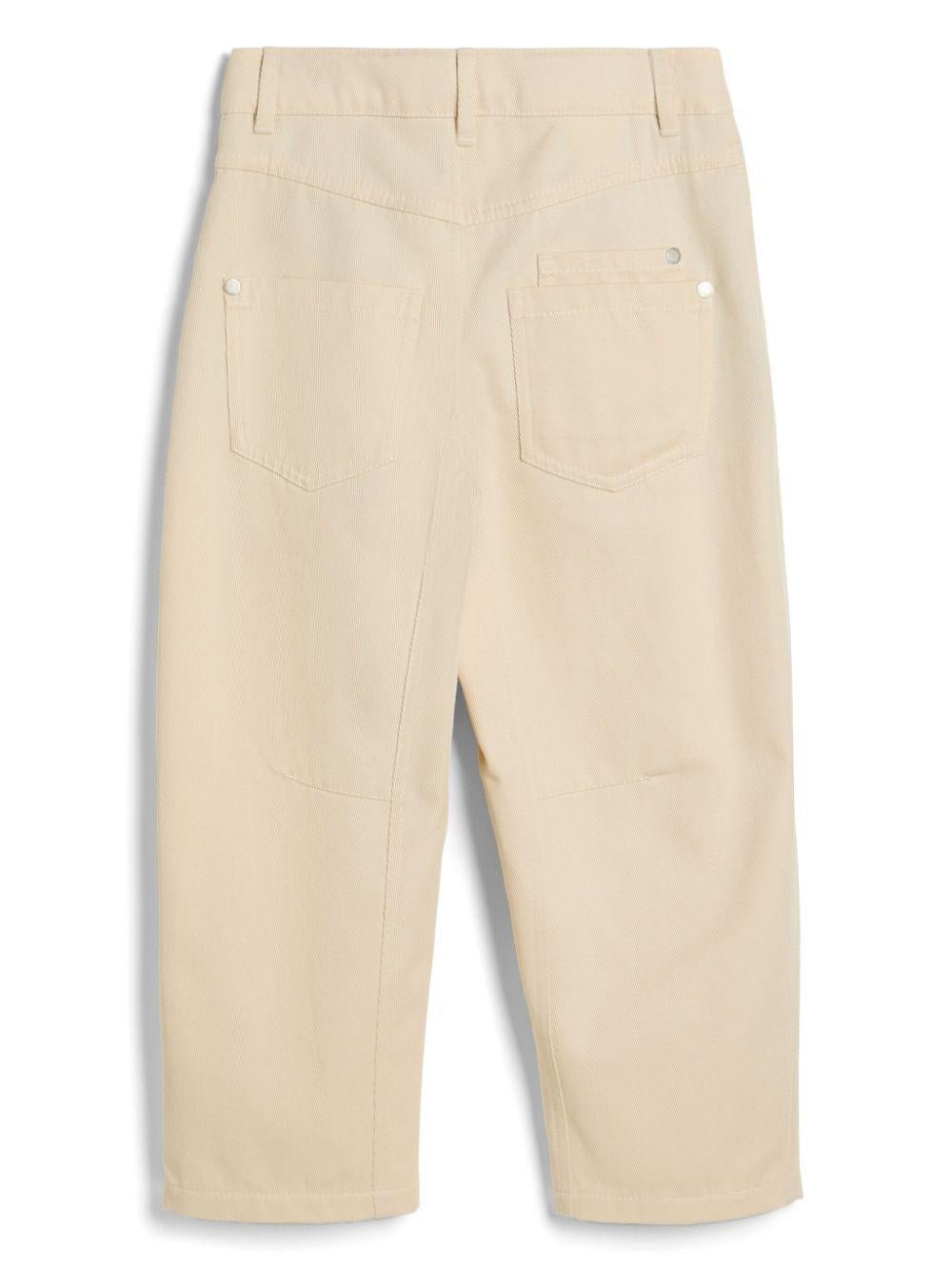 Pantaloni per bambino Brunello Cucinelli Kids beige con dettaglio a catena Monili - Rubino Kids
