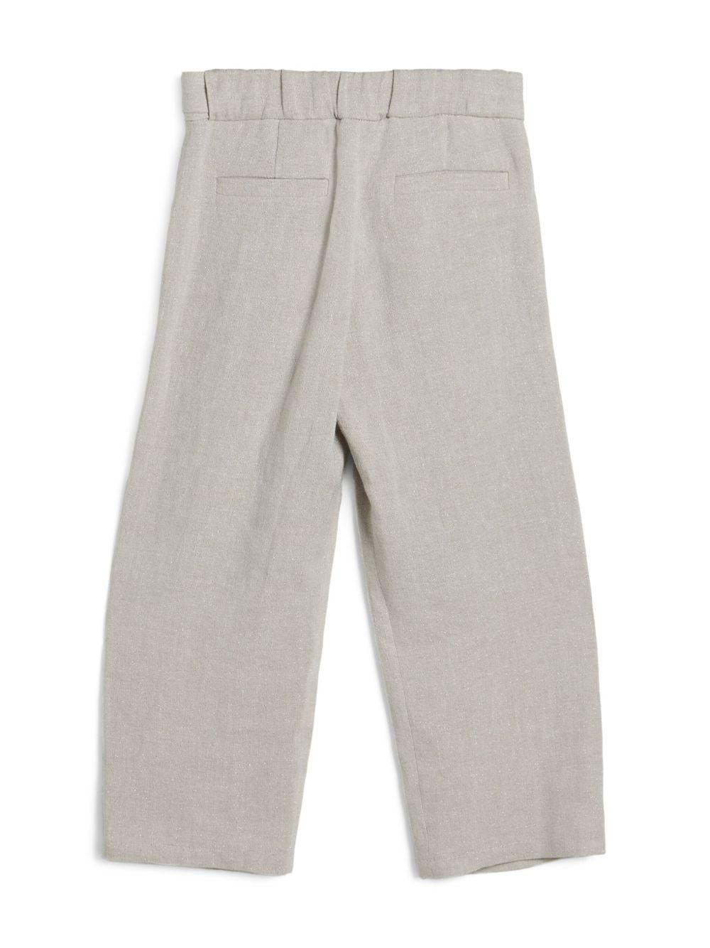 Pantaloni per bambino Brunello Cucinelli Kids beige con piega - Rubino Kids