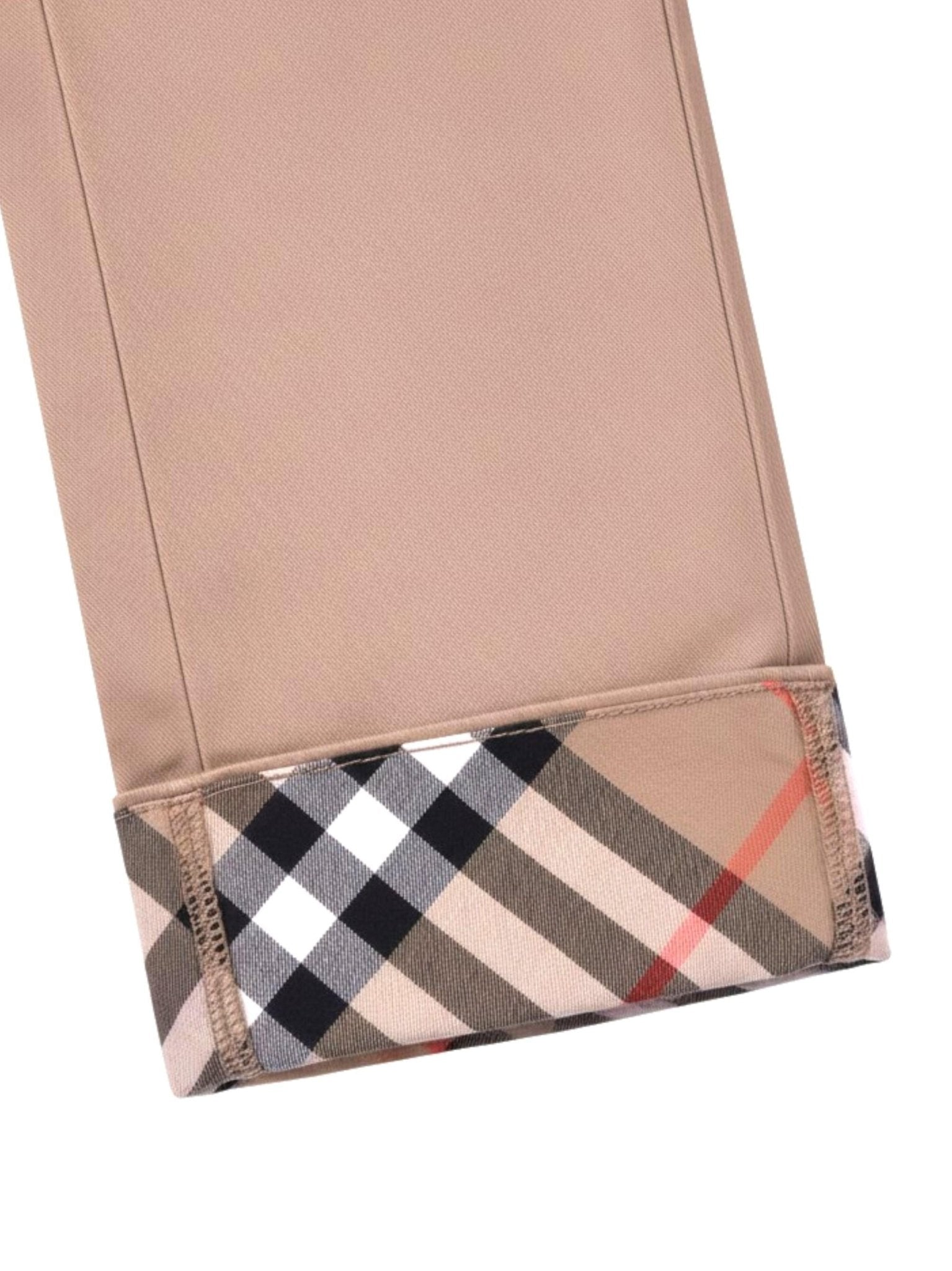 Pantaloni per bambino Burberry Kids beige con finiture con caratteristico motivo Vintage Check - Rubino Kids