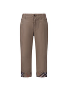Pantaloni per bambino Burberry Kids beige con finiture con caratteristico motivo Vintage Check - Rubino Kids