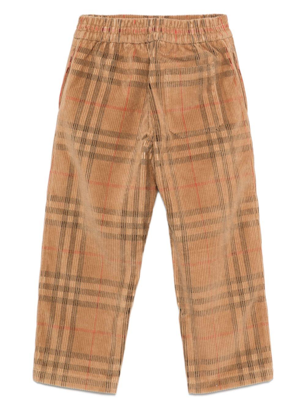 Pantaloni per bambino Burberry Kids beige con stampa Burberry Check - Rubino Kids