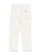 Pantaloni per bambino C.P. Company Kids bianco con applicazione sulla tasca laterale - Rubino Kids