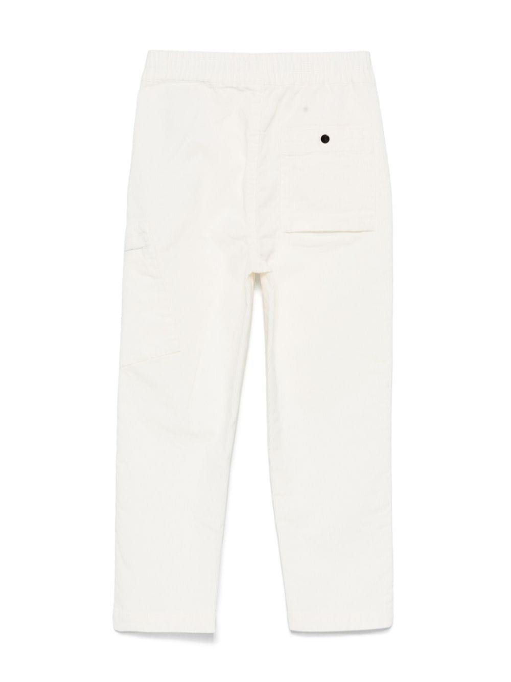 Pantaloni per bambino C.P. Company Kids bianco con applicazione sulla tasca laterale - Rubino Kids