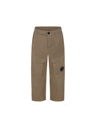 CP Company Kids brown cargo trousers with logo