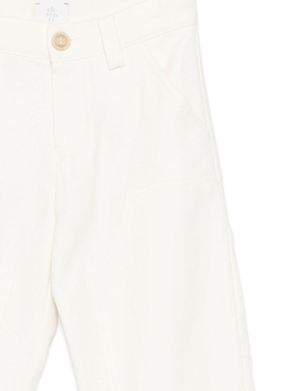 Pantaloni per bambino Eleventy Kids bianchi con tasche applicate - Rubino Kids