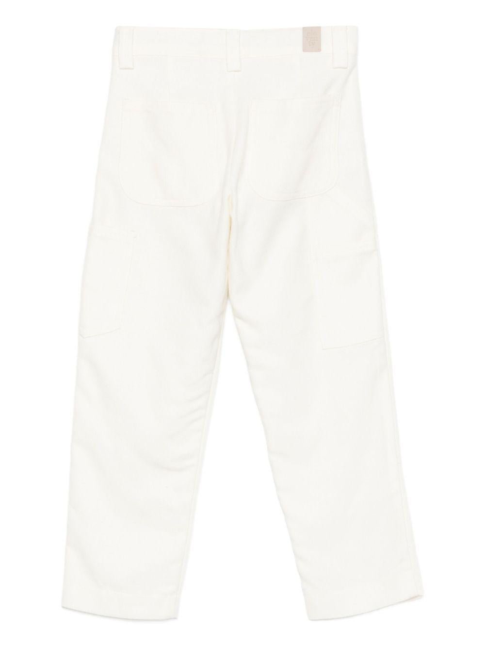 Pantaloni per bambino Eleventy Kids bianchi con tasche applicate - Rubino Kids