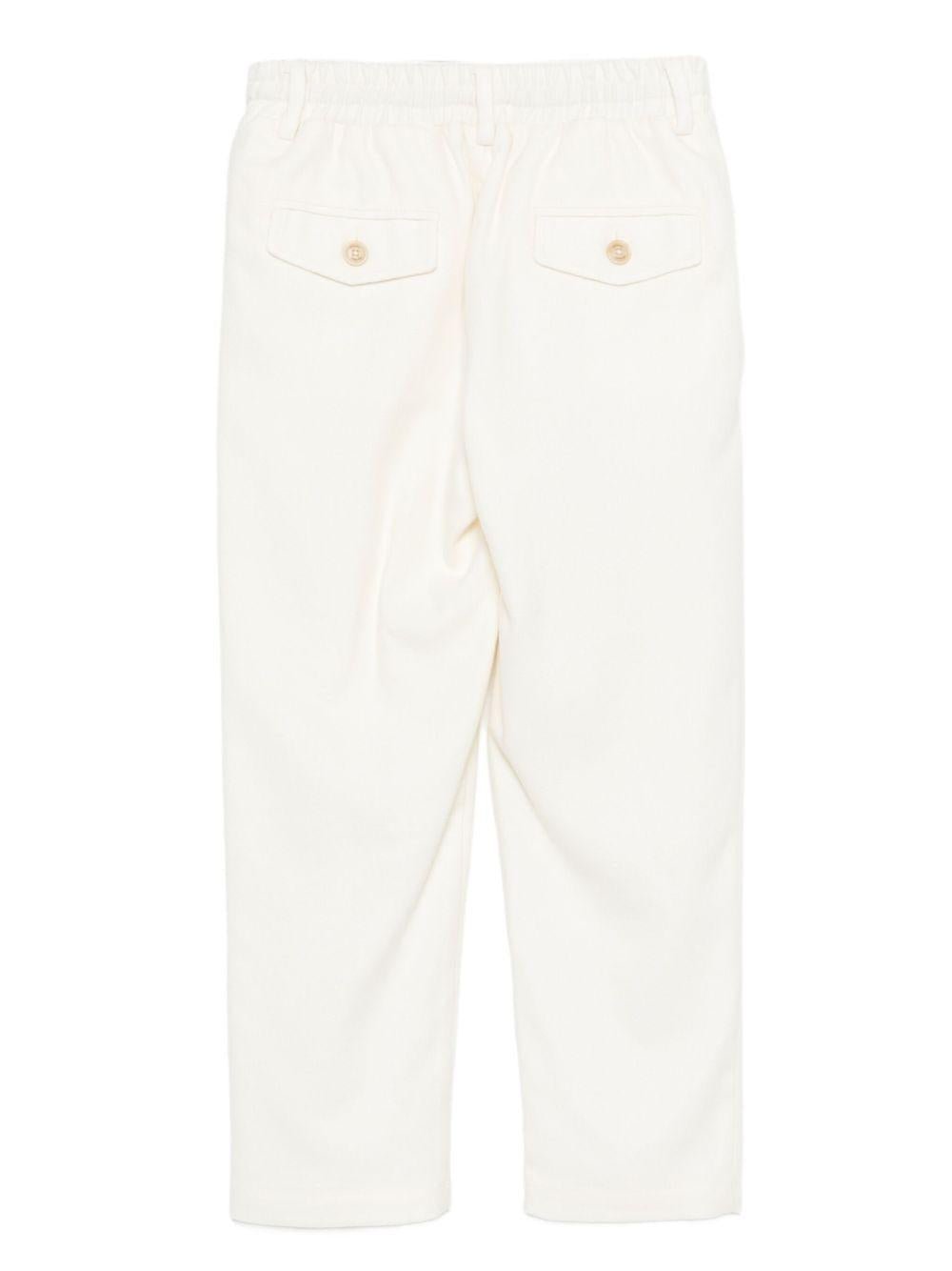 Pantaloni per bambino Eleventy Kids bianco con chiusura frontale plissettata - Rubino Kids