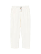 Pantaloni per bambino Eleventy Kids bianco con chiusura frontale plissettata - Rubino Kids