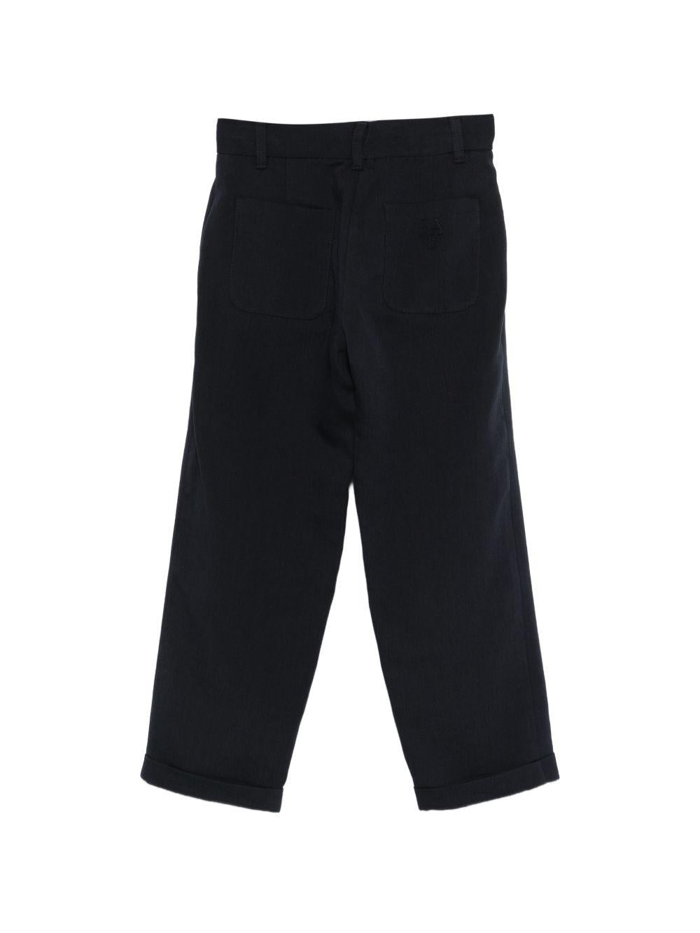 Pantaloni per bambino Emporio Armani Kids blu con dettagli plissettati - Rubino Kids