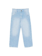 Pantaloni per bambino Emporio Armani Kids denim con logo Aquila sul retro - Rubino Kids