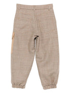 Pantaloni per bambino Fendi Kids beige con motivo a quadri - Rubino Kids