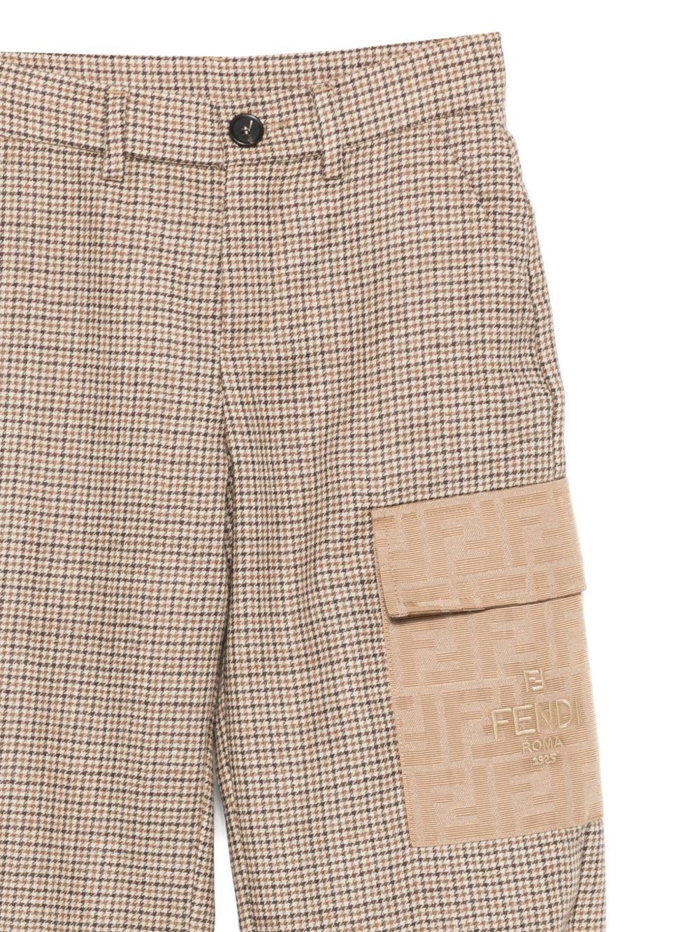 Pantaloni per bambino Fendi Kids beige con motivo a quadri - Rubino Kids