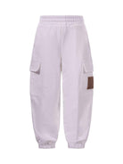 Pantaloni per bambino Fendi Kids bianchi con toppa con logo - Rubino Kids
