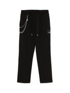 Pantaloni per bambino John Richmond Junior nero con applicazione logo - Rubino Kids