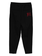 Pantaloni per bambino John Richmond Junior nero con coulisse e ricamo logo - Rubino Kids