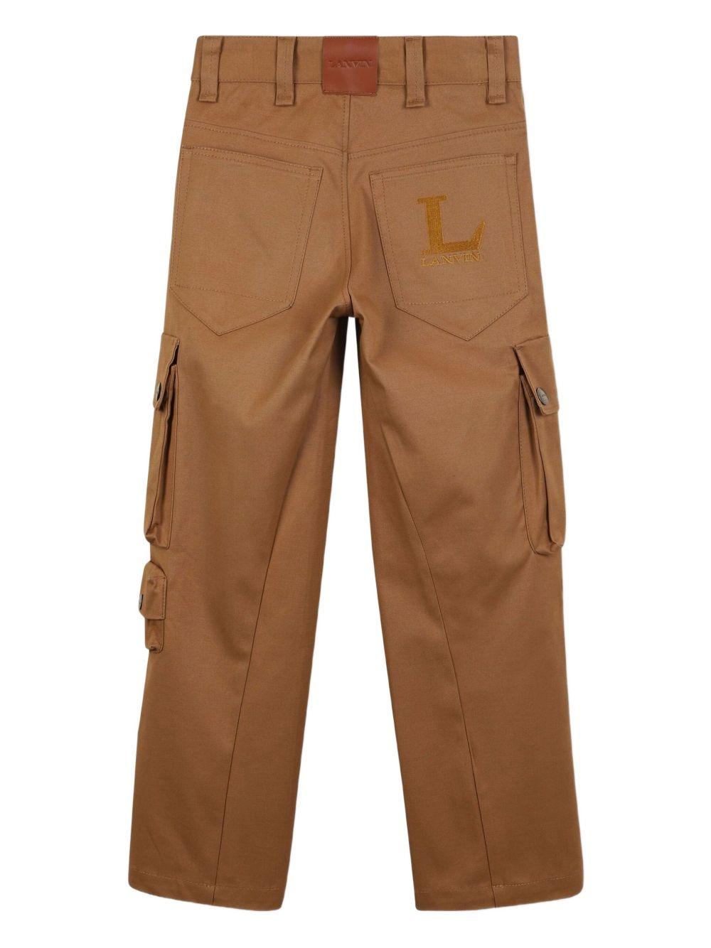 Pantaloni per bambino Lanvin Enfant marrone con tasche cargo laterali - Rubino Kids