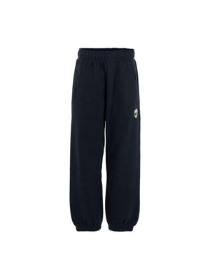 Molo blue trousers for boys with elasticated hems and alien motif
