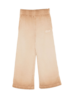 Pantaloni per bambino MSGM Kids beige con cintura elasticizzata