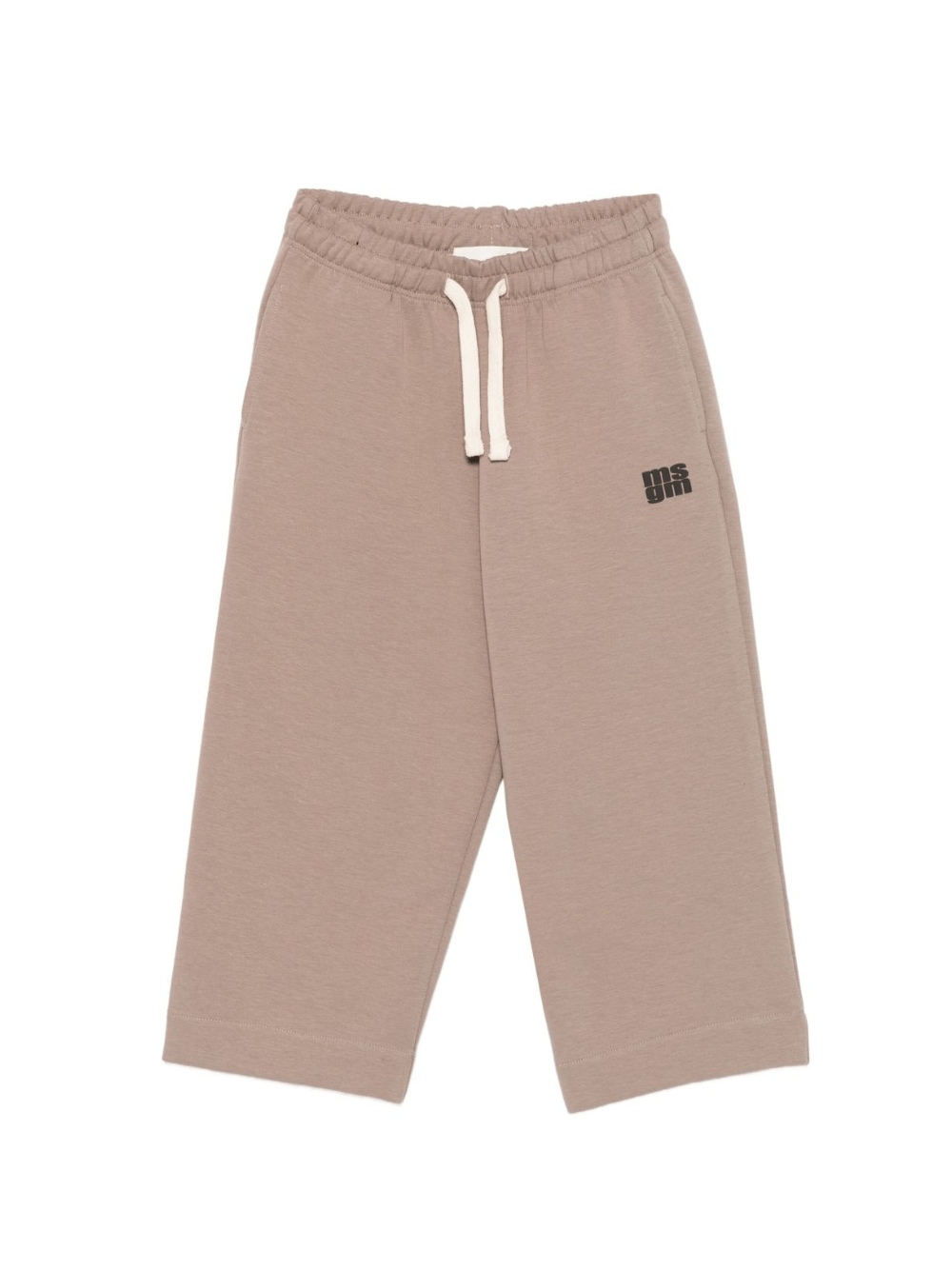 Pantaloni per bambino MSGM Kids beige con stampa logo - Rubino Kids