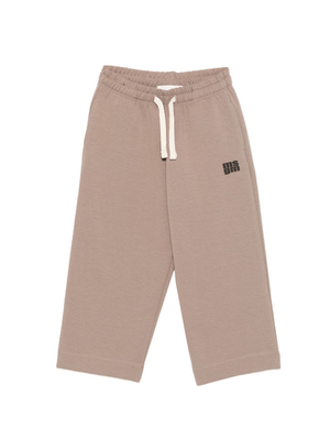 MSGM Kids beige trousers with logo print