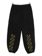 Pantaloni per bambino Off - White Kids neri con tasche cargo - Rubino Kids