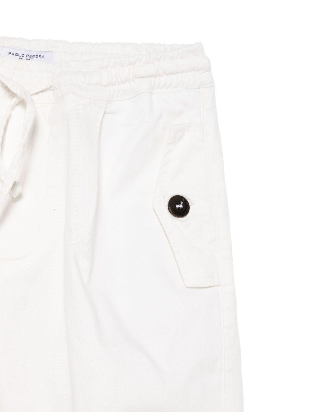 Pantaloni per bambino Paolo Pecora Kids bianco con coulisse - Rubino Kids