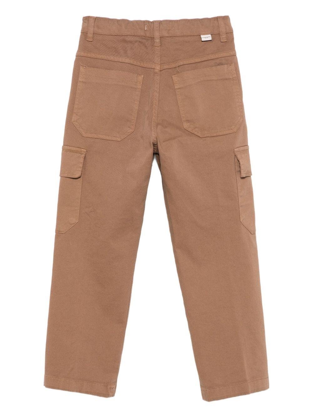 Pantaloni per bambino Paolo Pecora Kids marrone con tasca cargo - Rubino Kids
