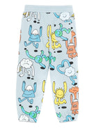 Pantaloni per bambino Stella McCartney Kids azzurro con stampa grafica - Rubino Kids