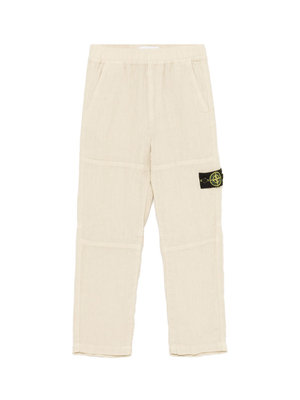 Stone Island Junior beige trousers for boys with Compass applique