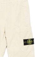 Pantaloni per bambino Stone Island Junior beige in velluto a coste con tasche applicate - Rubino Kids