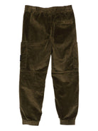 Pantaloni per bambino Stone Island Junior verde oliva in velluto a coste con tasche applicate - Rubino Kids
