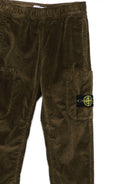 Pantaloni per bambino Stone Island Junior verde oliva in velluto a coste con tasche applicate - Rubino Kids